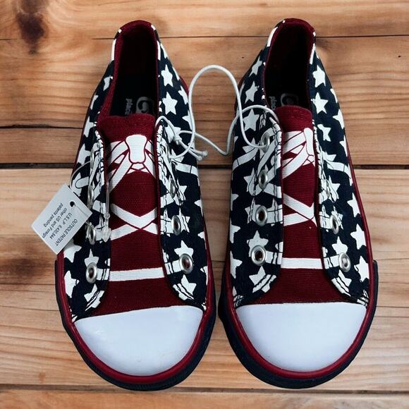The Children's Place Patriotic Stars Slip On Sneakers Sz 8 Toddler Shoes USA New - Picture 2 of 6